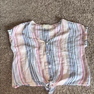 Cloth & Stone stripe linen blend shirt size small